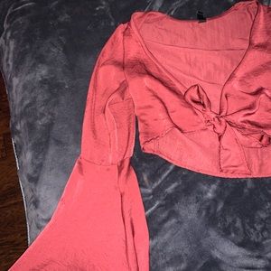 Windsor red “satin” tie blouse